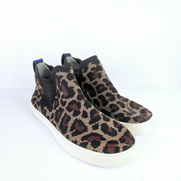 Rothy's Wildcat Leopard Animal Print Chelsea Sneaker Trainers, Sz 9 - Picture 6 of 11